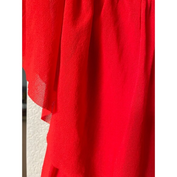 Fuzzi Off the Shoulder Red Tiered Midi Dress Size L NWT made in Italy Stretch - Picture 4 of 8